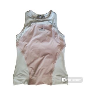 Adidas by Stella McCartney Athletic Tank w/Built-in Bra White & Pink Size M EUC